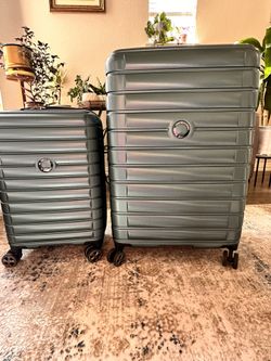 Delsey Helium Edge Checked And Carryon Luggage Set