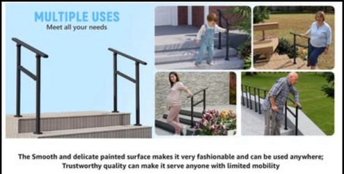 ✨New✨ Two Hand Rails for$60 Outdoor Steps,2 Step Stair Handrail & Indoor Stair Railing Kit