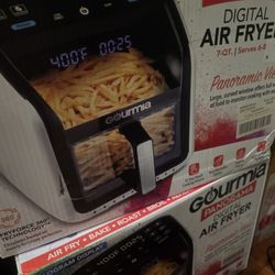 Gourmia Panorama 7-QT Digital Air Fryer w/ Panoramic View, Holographic Display, & 12 Presets, White, New