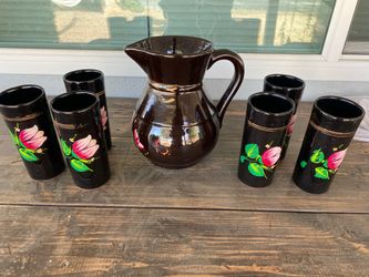 Mexican pitcher and cups