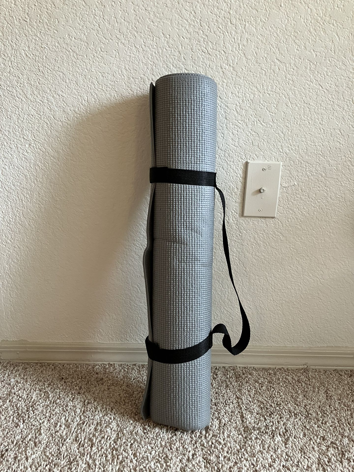 Gray Exercise Mat With Strap