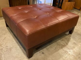 Square Burgundy Faux Leather Ottoman