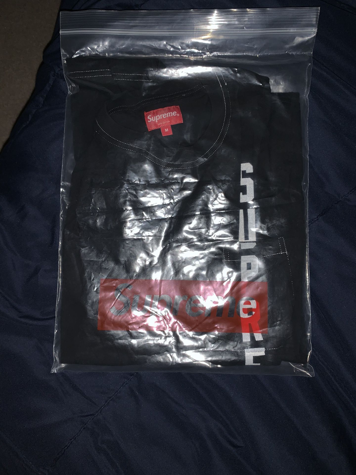 Very ugly contrast stitch black supreme tee