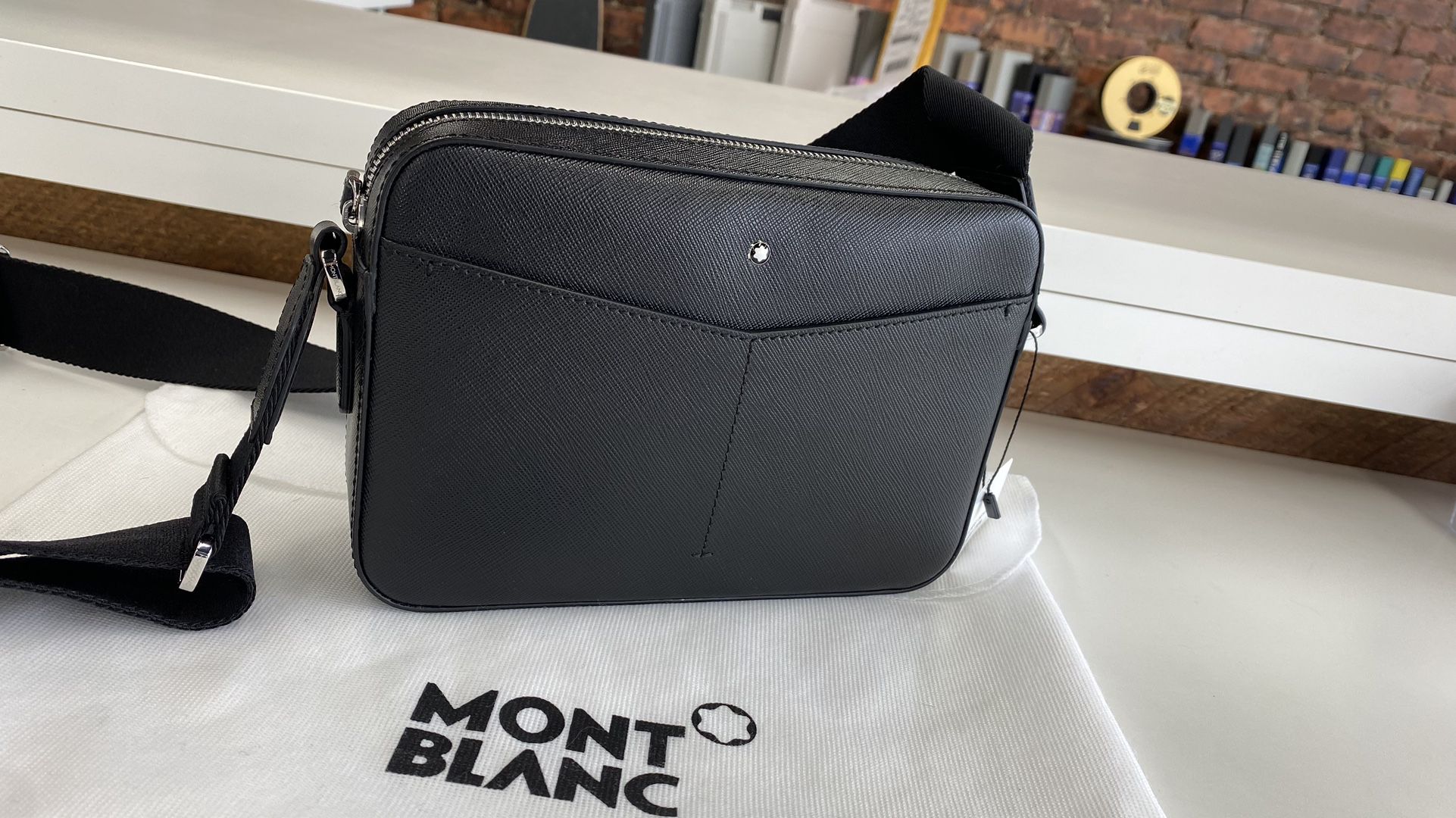 Montblanc M Gram Monogram Canvas Messenger Saffiano Leather Bag Crossbody