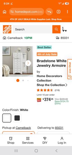 Bradstone white jewelry armoire