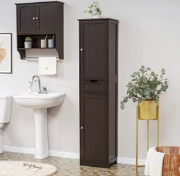  Iwell Bathroom Cabinet with Drawer and Storage Shelf