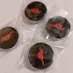 Mustang Wheel Center Caps Set Of 4 60mm Red
