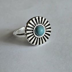 TURQUOISE  SUNBURST LADIES SIZE 6 NEW RING