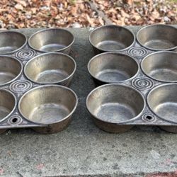 1900–1910 Antique Metal Cupcake – Muffin Pans. For Use Or Decoration.