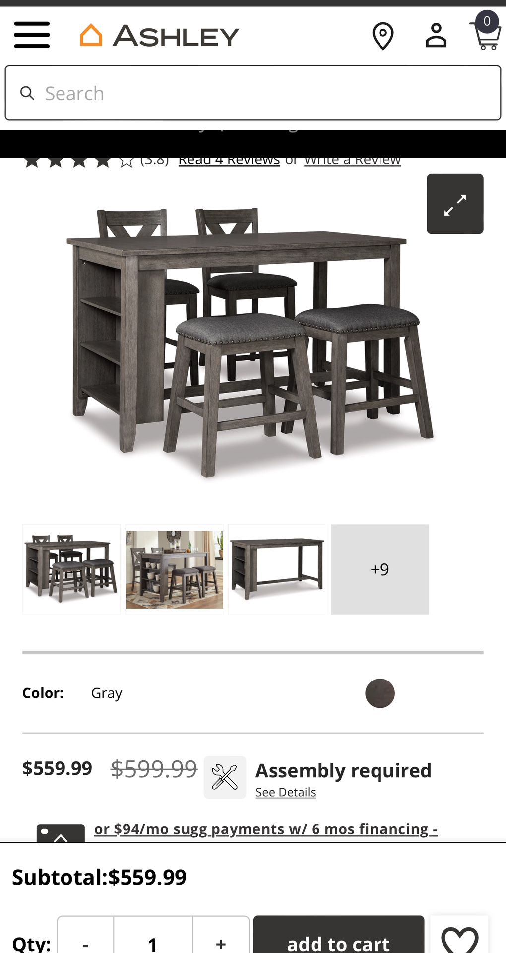 Ashley Furniture Bar Style Table