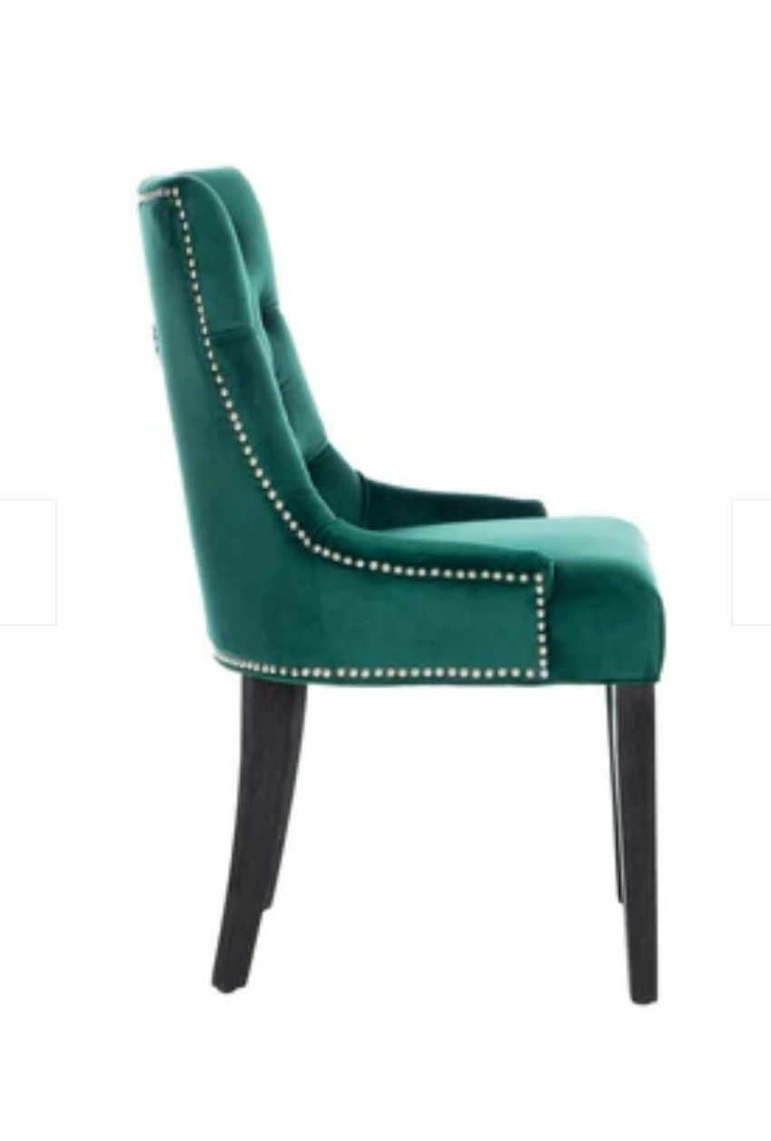 Tufted Green Velvet Dining Chair Set (4) -$200