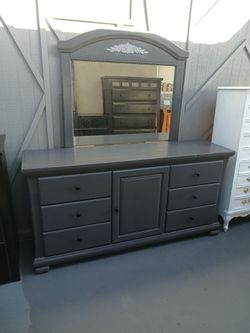 Gray DRESSER and mirror