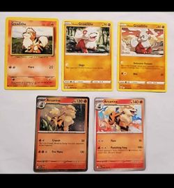 Pokémon TCG Growlithe & Arcanine Card Lot of 5