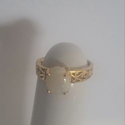 14K Gold Opal Filigree Ring