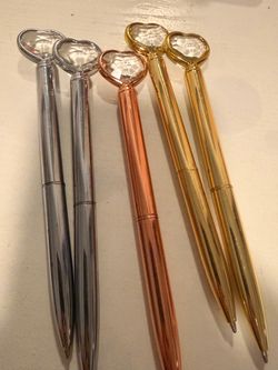 Crystal Heart Ballpoint Pens Set of 5