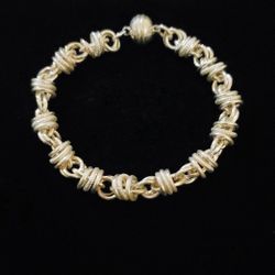 8" x 10mm Heavy Solid Sterling Silver Modernist Link Bracelet. Milor Italy, MINT