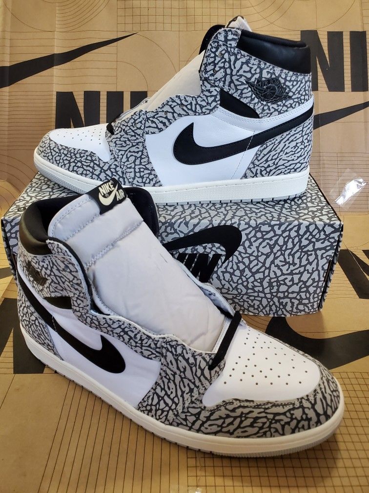 Nike Air Jordan 1 Retro High OG  Tech Grey- White Cement Men's Size 17