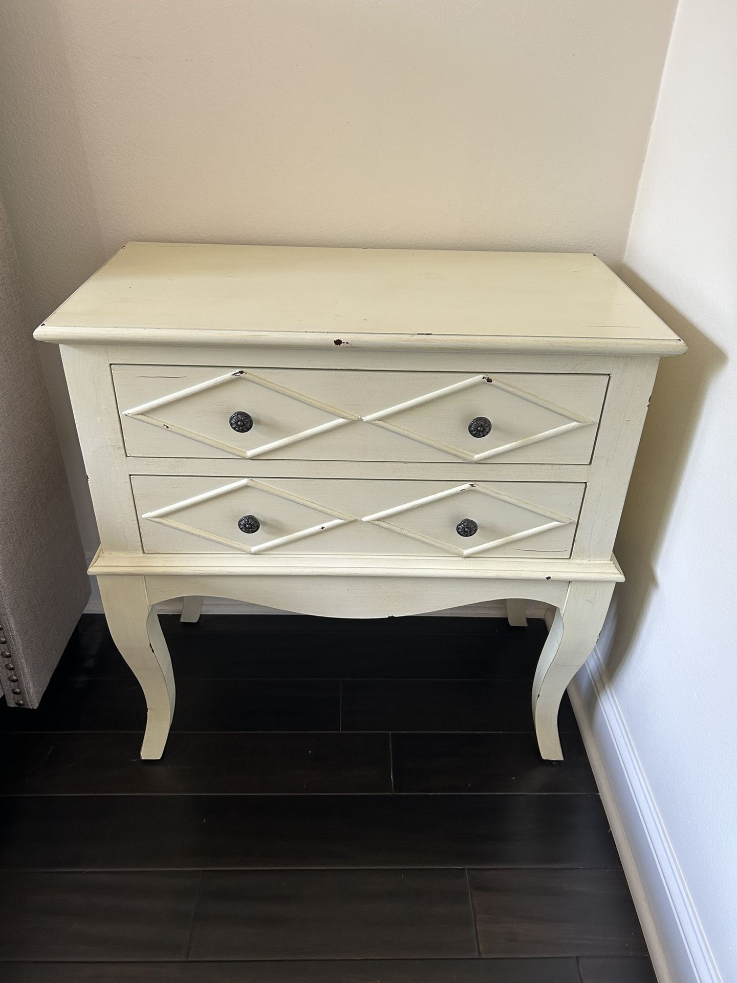 Rustic Wood Nightstand / End Table / Chest of Drawers  - Cream