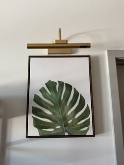 Botanical Wall Art + Gold Picture Light — $50 Each