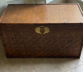 Vintage Wicker & Wood Chest