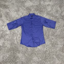 Geoffery Beene fitted deep purple dress button up