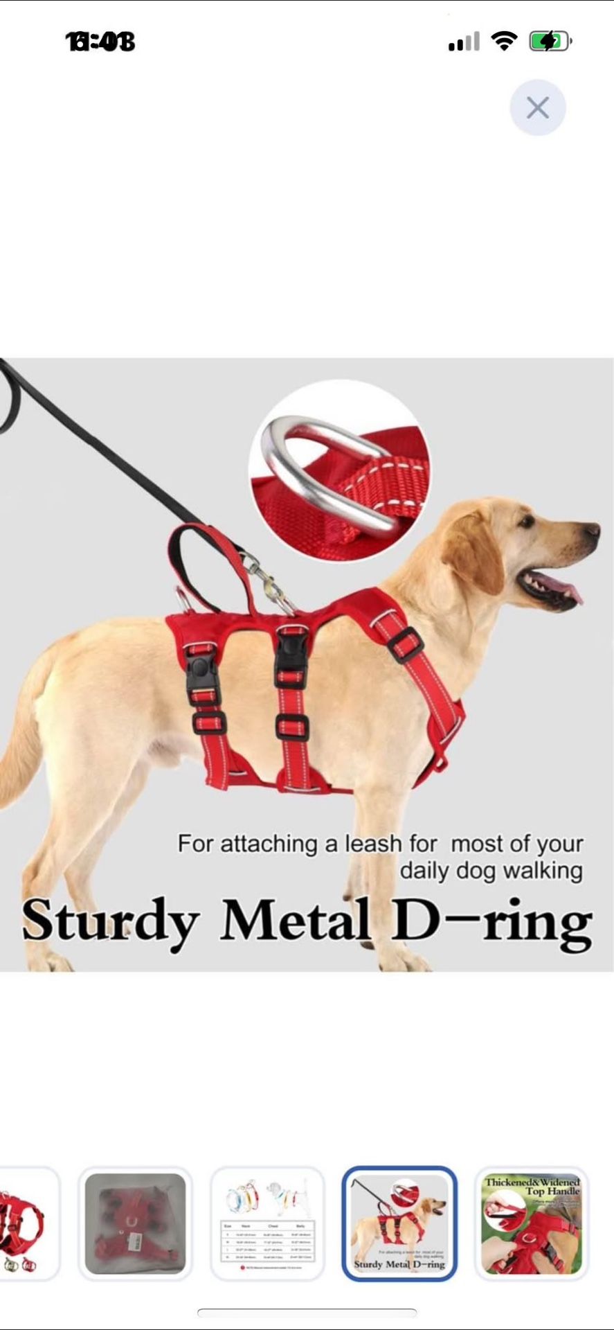 “New”Escape Proof Dog Reflective Harness W/handle (fits Med & Large) Dogs