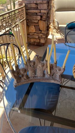 Menorah 9 Branch Vintage Clay