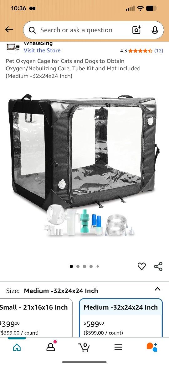 New Pet Oxygen Cage for Cats and Dogs to Obtain Oxygen/Nebulizing Care, Tube Kit and Mat Included (Medium -32x24x24 Inch)