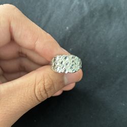 925 Silver Nugget Ring With Diamond Cut