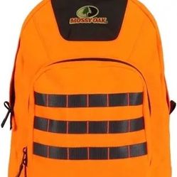 Mossy Oak Blaze Orange Hunter Safety Backpack, Comfy Padded Shoulder Strap