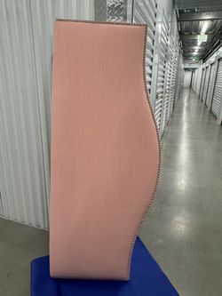 Queen Bed Pink Upholstered Headboard