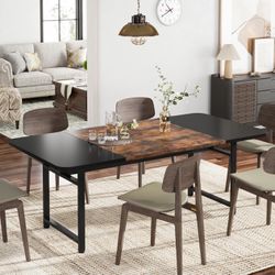 Tribesigns 70.8" Dining Table, Industrial Rectangle Kitchen Table for 6-8 People