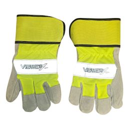 Hi-Visibility Insulated Leather Palm Work Gloves Size XL Heavy Duty Viswerx NEW
