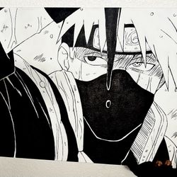 Kakashi Hatake - Painting Naruto, Black and White