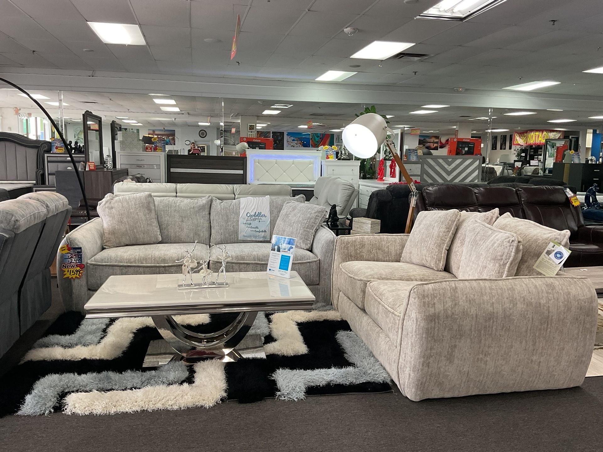 (Furniture Assembly) Modern Sofa & Loveseat set available in gray and beige 40% OFF