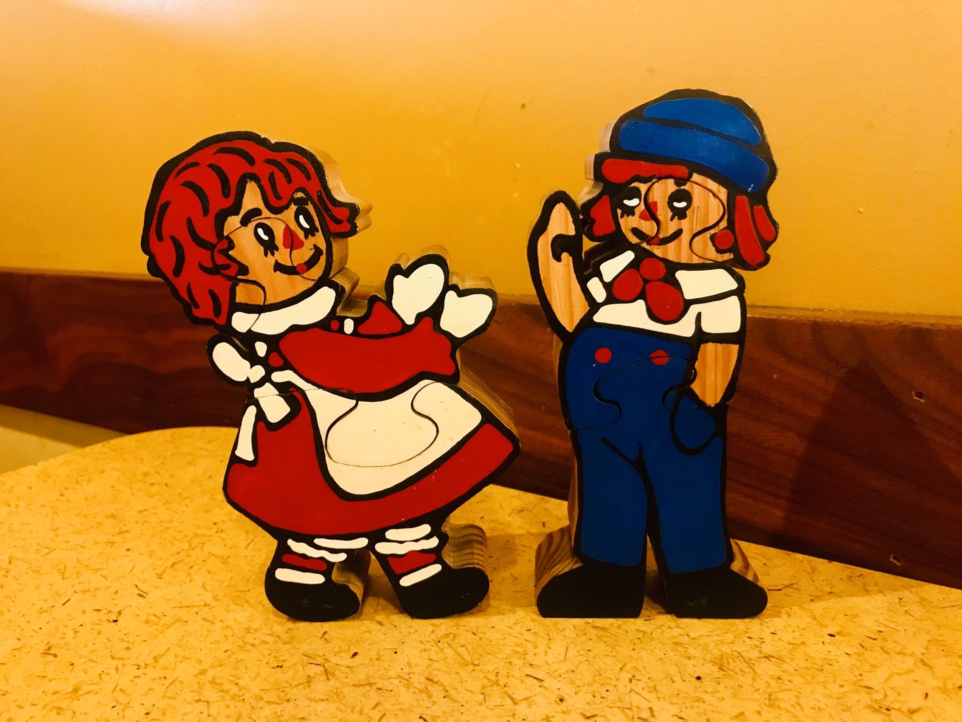Raggedy Ann & Andy Wooden Puzzle Wall Hangings