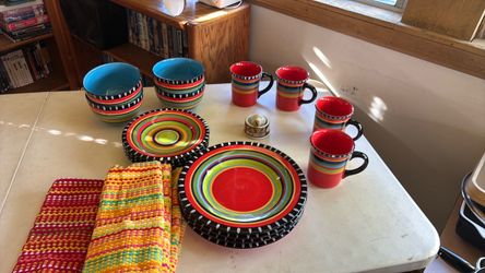 Colorful Striped Ceramic Dinnerware Set