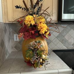 Autumn Decoration - In An  Artificial Pumpkin 