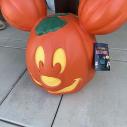 Disney Parks Giant Mickey Mouse Light Up Pumpkin Jack-O-Lantern