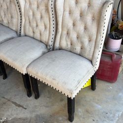4 Tufted Dining Chairs + Matching Bench (Set) – $100