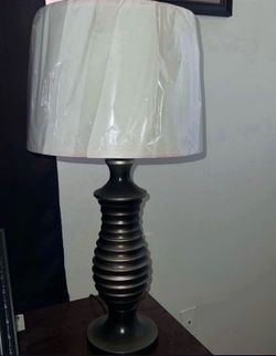 White and chrome table side lamp
