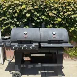 Double Play 3-Burner Gas and Charcoal Grill in Black