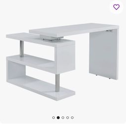 L-shaped white desk