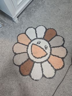 Murakami-Style Flower Smiley Face Rug
