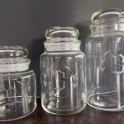 Vintage “S” glass jars