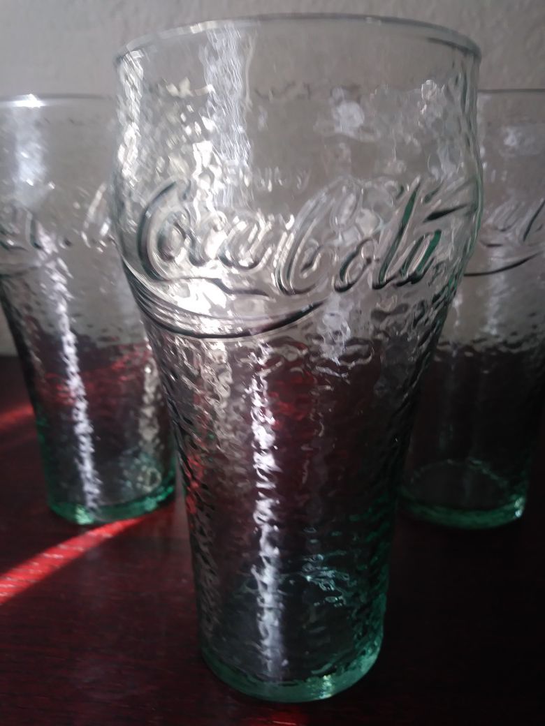 Vintage green pebble Coke cups