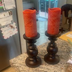 Flameless Candles And Wooden Holders 