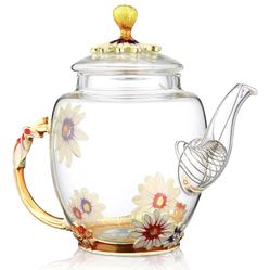 Flower Glass Teapot! Brand New!