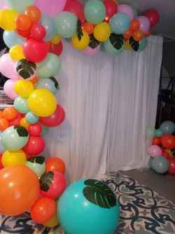 Tropical colors balloon garland