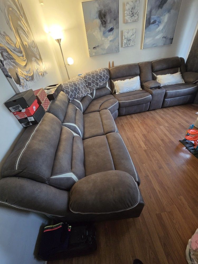 Three Recliner Sectional Couch